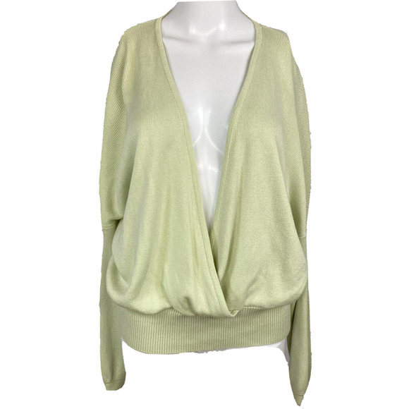 Urban Outfitters Sweater Womens Sz XS Pullover Sage Green Deep V Neck Wrap - Picture 1 of 9